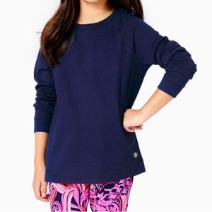 NWT Lilly Pulitzer MINI BEACH COMBER SWEATSHIRT LOW TIDE NAVY Size Large